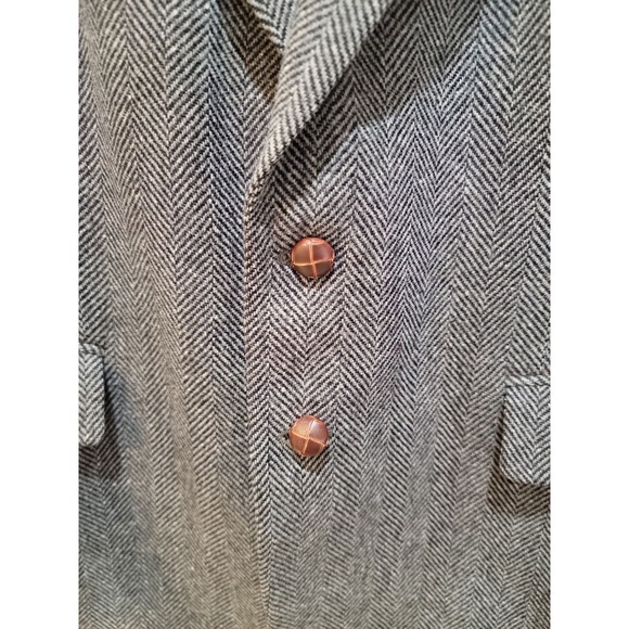 Vintage English Manor Wool Tweed Blazer Mens 44R Gray 2 Button Sport Coat Jacket - Picture 3 of 14